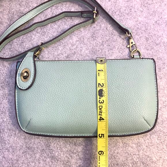 Joy Susan Vegan Leather Wristlet Crossbody in Light Blue, Removable Strap - Picture 9 of 11